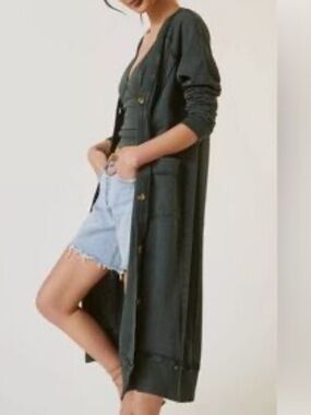 Pilcro Forest Green Open-Front Cardigan SMALL